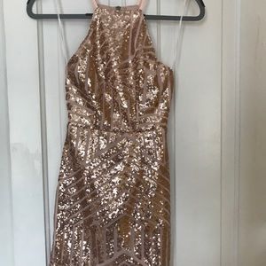 Rose gold sequin super mini dress